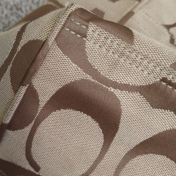 Coach Signature Canvas Satchel Bag Brown Beige Pre-Owned Purse - Picture 5 of 14
